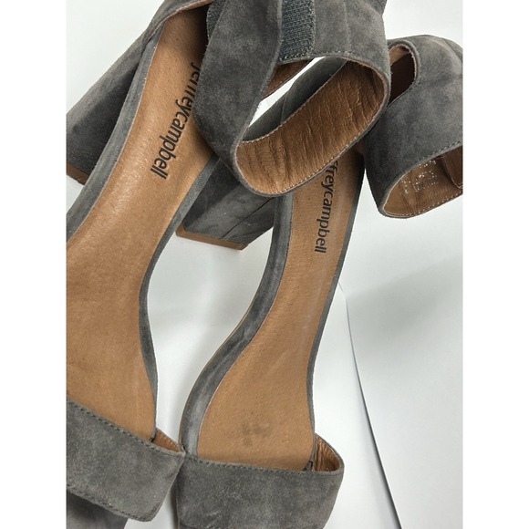 Jeffrey Campbell Holvey Women's 7.5 Sandals Gray Block Heel Ankle Strap Open Toe - Picture 2 of 13